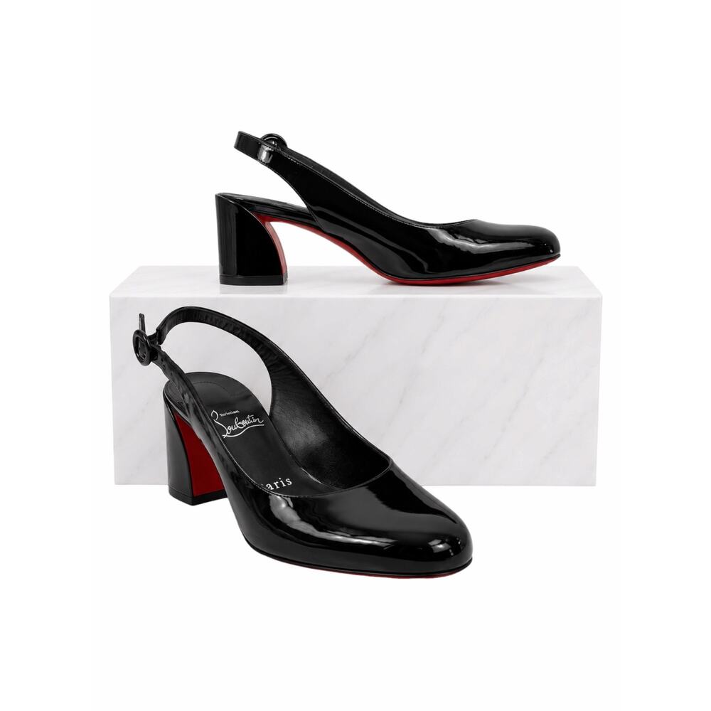 Christian Louboutin So Jane 55 Patent Slingback Pump Black Size 36.5